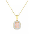 9ct Yellow Gold Octagon Pink Opal & Diamond Pendant Necklace