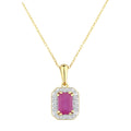 9ct Yellow Gold Octagon Ruby and Diamond Pendant Necklace
