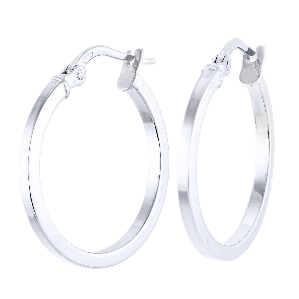 9ct White Gold 1.5cm Diameter Hoop Earrings