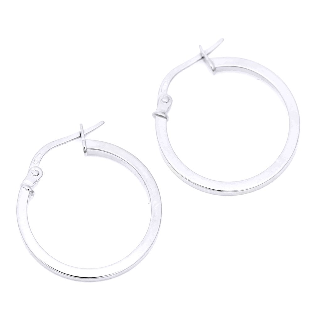 9ct White Gold 1.5cm Diameter Hoop Earrings