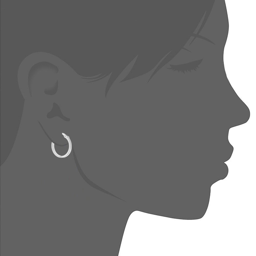 9ct White Gold 1.5cm Diameter Hoop Earrings