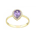 9ct Yellow Gold Cz Amethyst Pear Cluster Ring