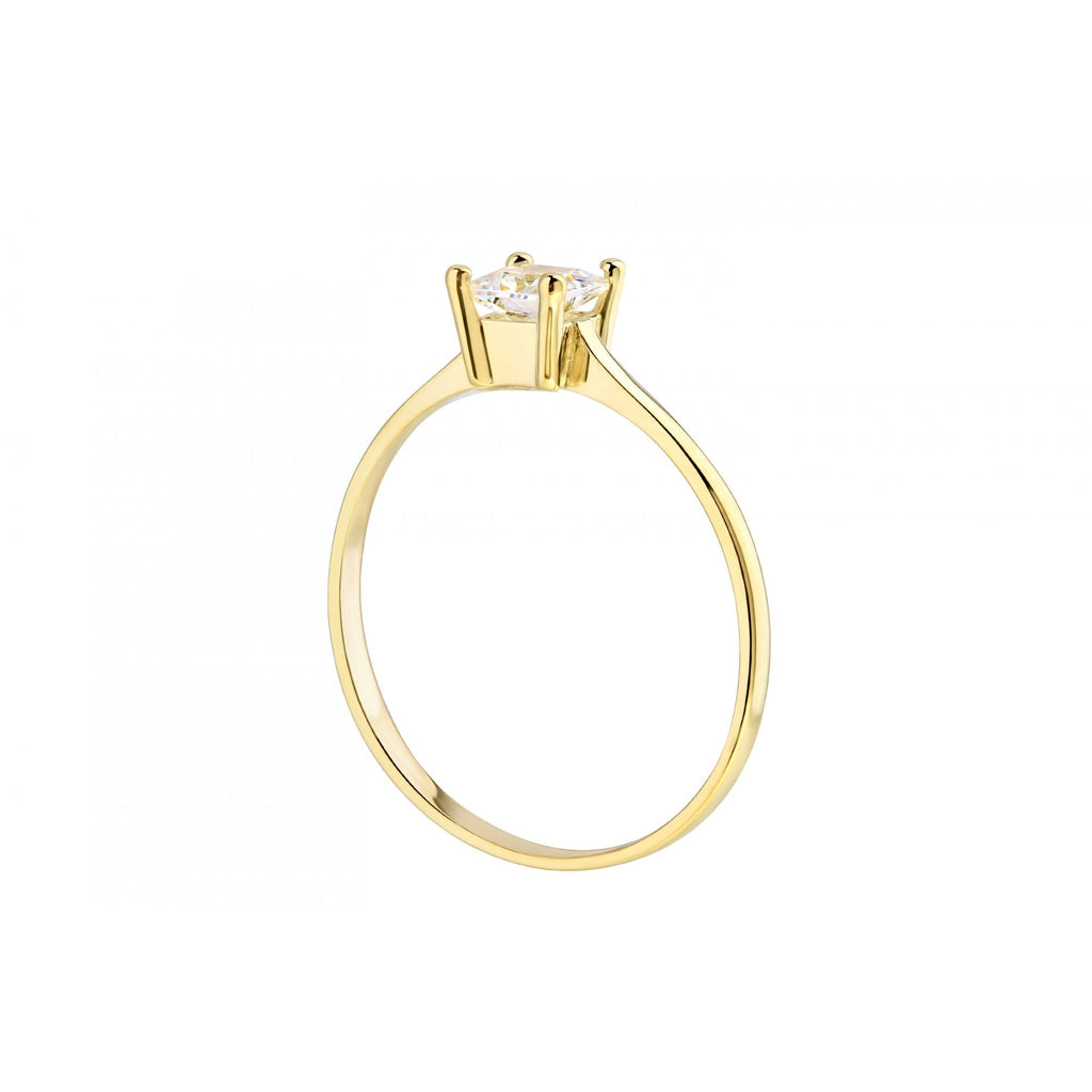 9ct Yellow Gold Princess Cut Cubic Zirconia Engagement Solitaire Ring