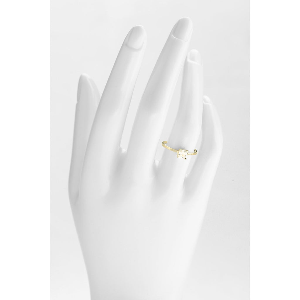 9ct Yellow Gold Princess Cut Cubic Zirconia Engagement Solitaire Ring