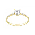 9ct Yellow Gold Heart Cubic Zirconia Engagement Shoulders Ring