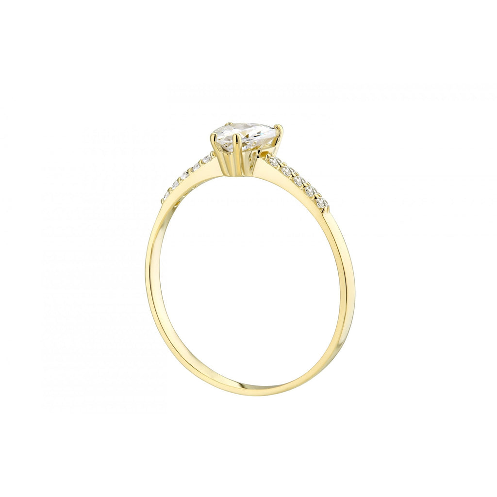 9ct Yellow Gold Heart Cubic Zirconia Engagement Shoulders Ring