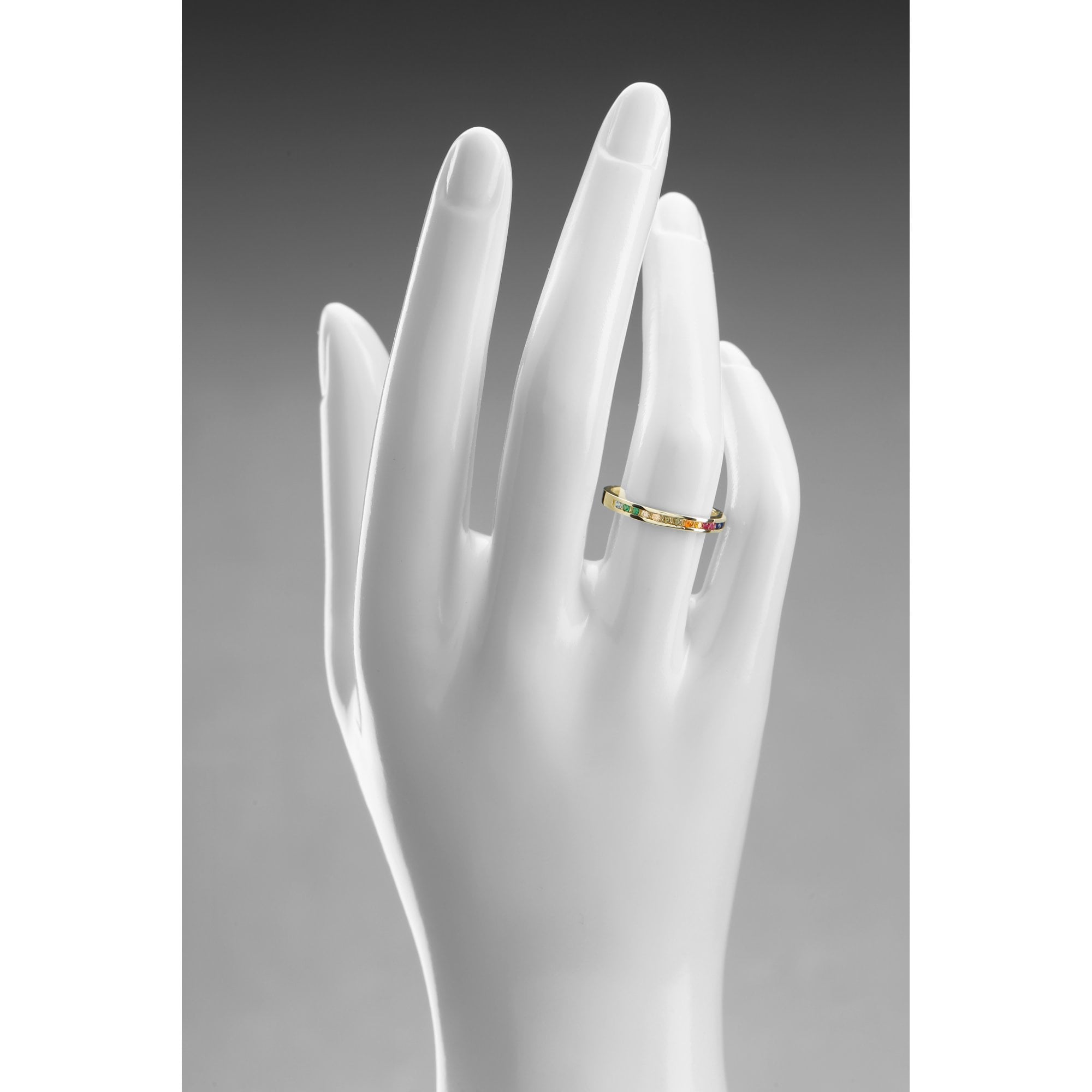 9ct Yellow Gold Rainbow Cubic Zirconia Channel Eternity Ring