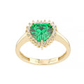 9ct Yellow Gold Heart Emerald Cluster Ring with Cubic Zirconia