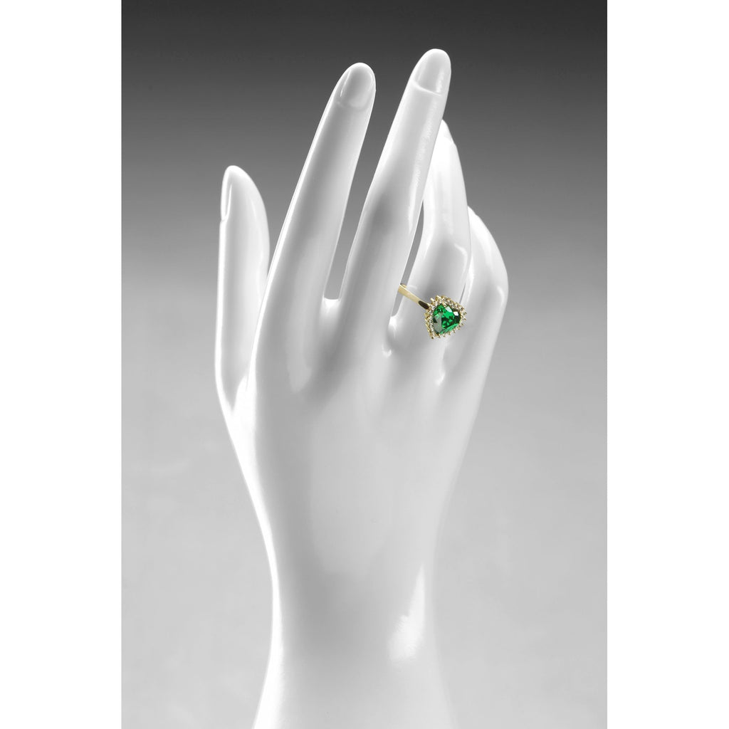 9ct Yellow Gold Heart Emerald Cluster Ring with Cubic Zirconia