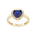9ct Yellow Gold Cz Sapphire Heart Cluster Ring