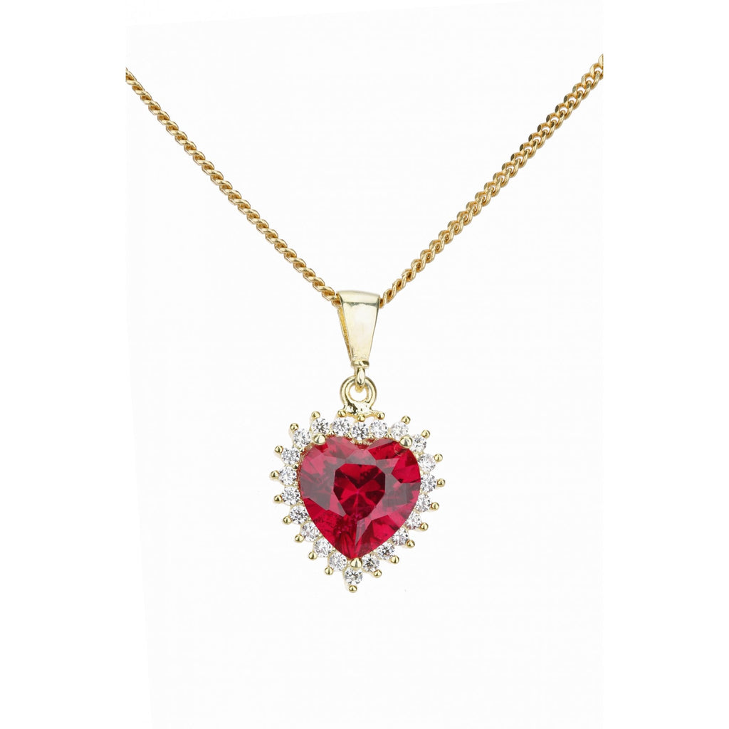 Ruby Cluster Necklace 9ct Yellow Gold | Prime Jewellery