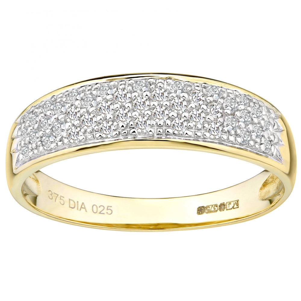 9ct Gold 0.25 Carat Natural Diamond Cluster Eternity Ring