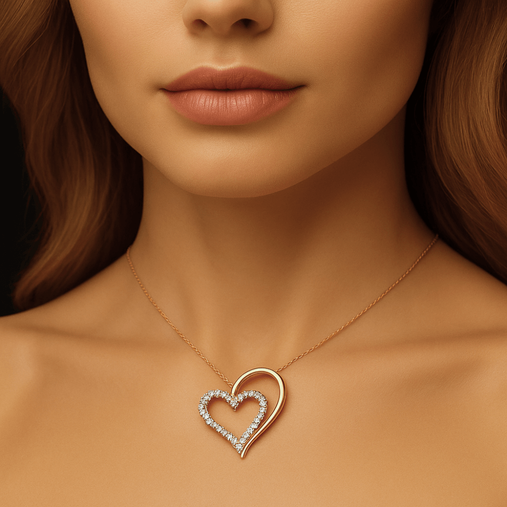 9ct Gold Natural Diamond Heart Necklace