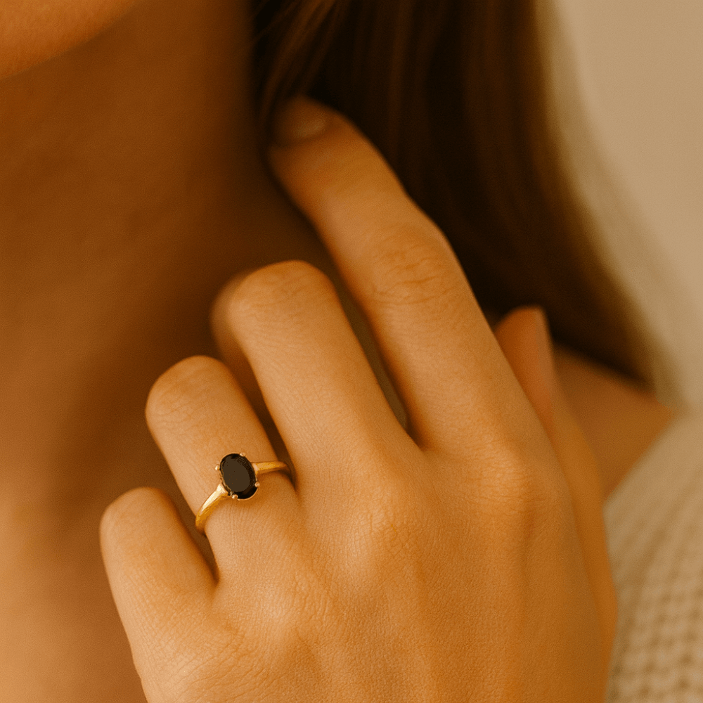 Natural Blue Sapphire Solitaire Ring in 9ct Yellow Gold Oval 0.72 Ct