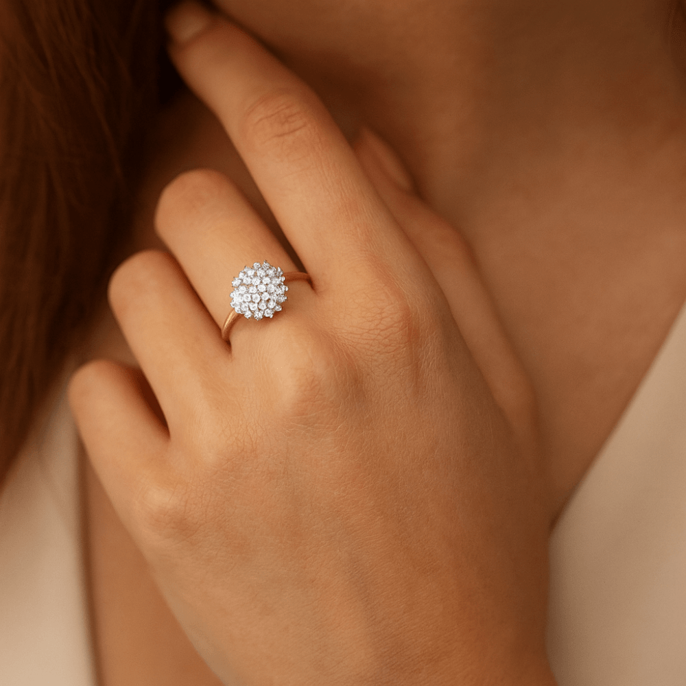 9ct Yellow and White Gold Cluster Ring