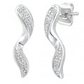 Diamond Twist Drop Earrings 9ct White Gold | Prime Jewellery