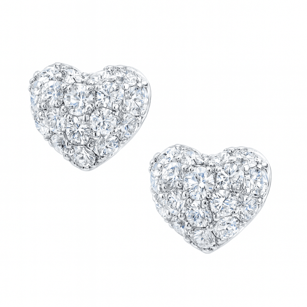 9ct White Gold 0.15 Carat Natural Diamond 3D Heart Stud Earrings