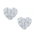 9ct White Gold 0.15 Carat Natural Diamond 3D Heart Stud Earrings