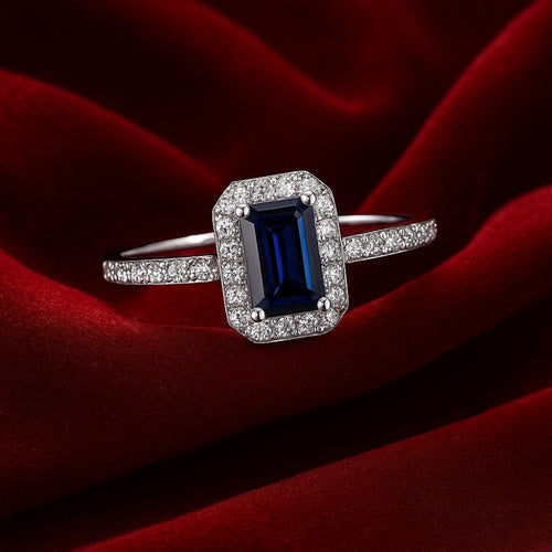 Octagon Blue Sapphire - detail view | Prime Jewellery