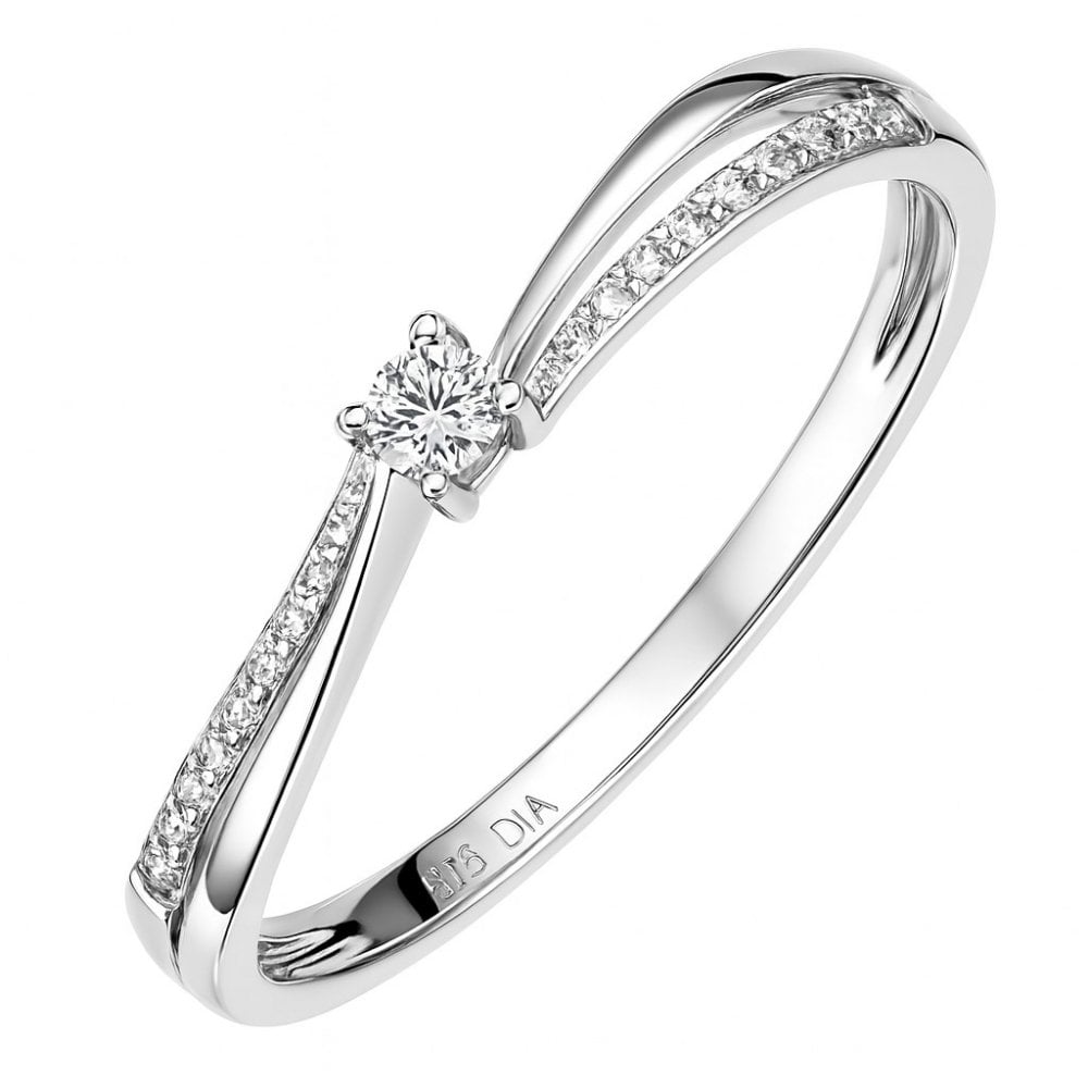 9ct White Gold Natural Diamond Engagement Ring, I1-I2 H-I