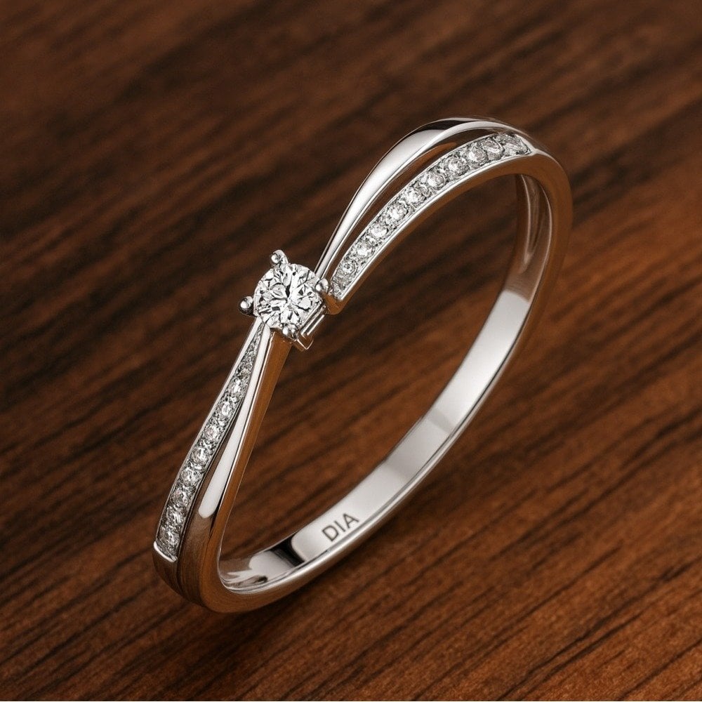 9ct White Gold Natural Diamond Engagement Ring, I1-I2 H-I