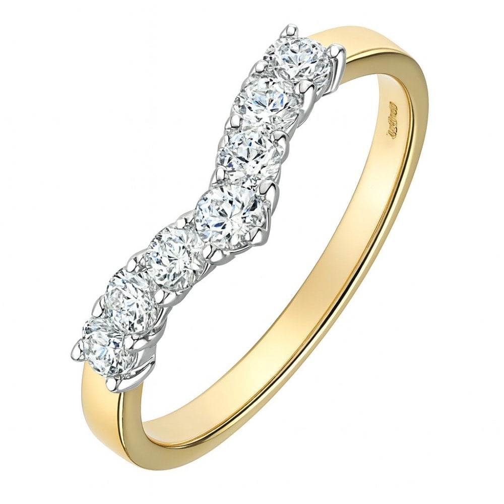 9ct Yellow and White Gold Ring in Wishbone Design