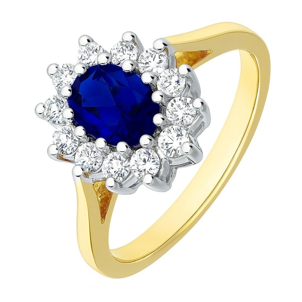 9ct Yellow and White Gold Sapphire Ring in Cluster Design