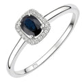 0.58 Ct Oval Natural Blue Sapphire and Diamond Solitaire Halo Ring in 9ct White Gold