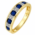 Round Brilliant Sapphire and 0.025ct Diamonds 9ct Eternity Ring
