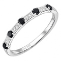 Natural Black Sapphire and Diamond Half Eternity Ring in 9ct White Gold