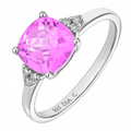 Pink Sapphire and Diamond Cushion Cut Ring 9ct White Gold | Prime Jewellery