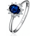 1.34 Ct Oval Natural Blue Sapphire and Diamond Halo Ring in 9ct White Gold