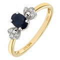 Oval Blue Sapphire and Diamond Solitaire Engagement Ring 9ct Yellow Gold | Prime Jewellery