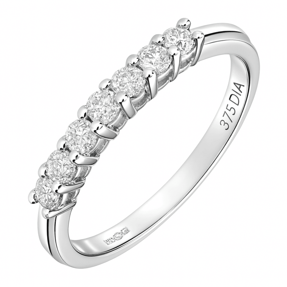 Diamond 7 Stone Engagement Ring 9ct White Gold | Prime Jewellery