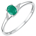 9ct White Gold Oval Emerald and 0.02ct Diamond Shoulders Engagement Ring