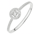 Diamond Halo Engagement Ring 9ct White Gold | Prime Jewellery