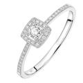 9ct White Gold 0.21 Carat Natural Diamond Halo Engagement Ring, I1-I2 H-I