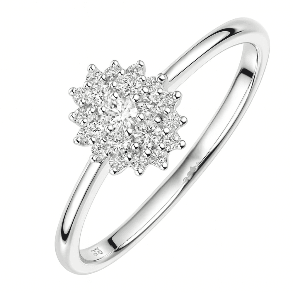 9ct White Gold 0.25 Carat Natural Diamond Cluster Ring, I1 H-I