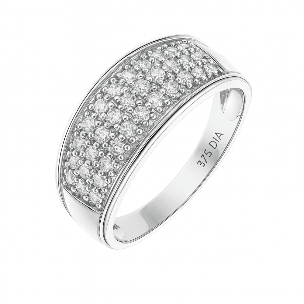 9ct White Gold 0.50 Carat Natural Diamond Half Eternity Band Ring