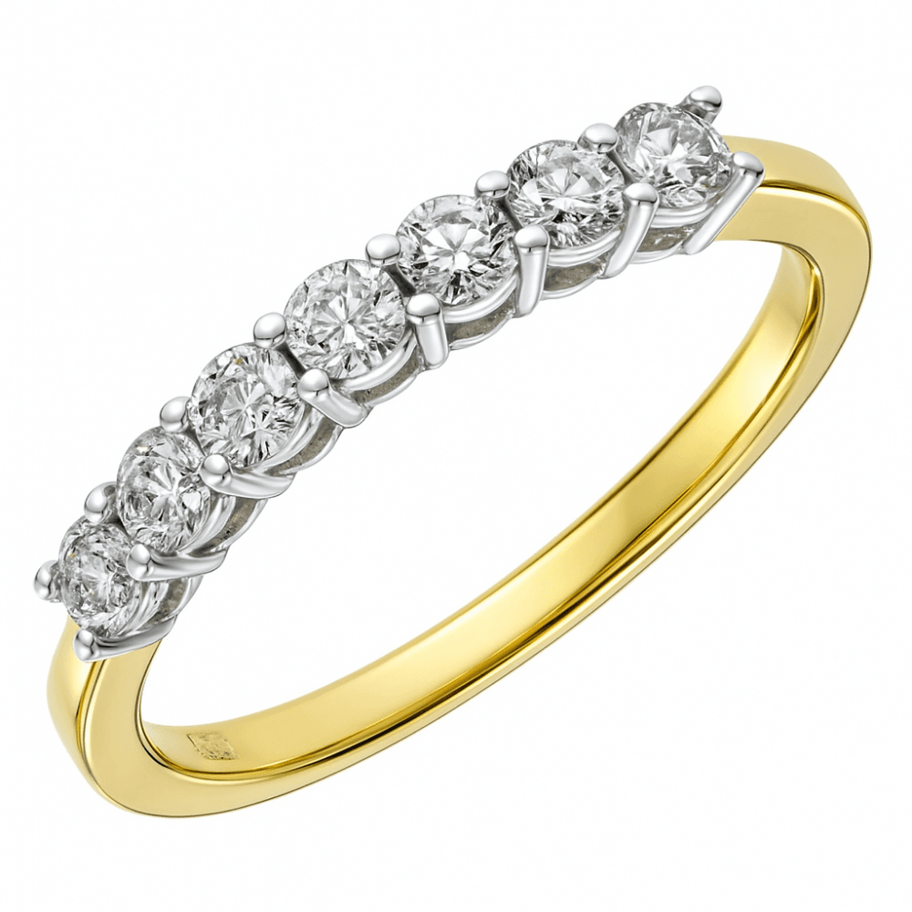 9ct Gold 0.50 Carat Natural Diamond 7 Stone Eternity Engagement Ring