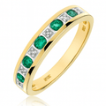 Round Emerald and Diamond Eternity Ring 9ct Yellow Gold | Prime Jewellery