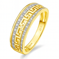 9ct Gold Natural Diamond Greek Key Band Ring