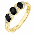 1.03 Ct Oval Natural Blue Sapphire and Diamond Infinity Trilogy Ring in 9ct Yellow Gold