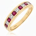 9ct Yellow Gold Ruby & 0.02ct Diamond Eternity Ring