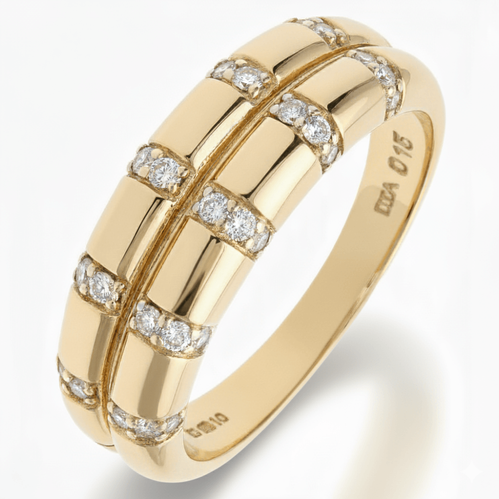 9ct Gold 0.15 Carat Natural Diamond Double Band Wedding Ring