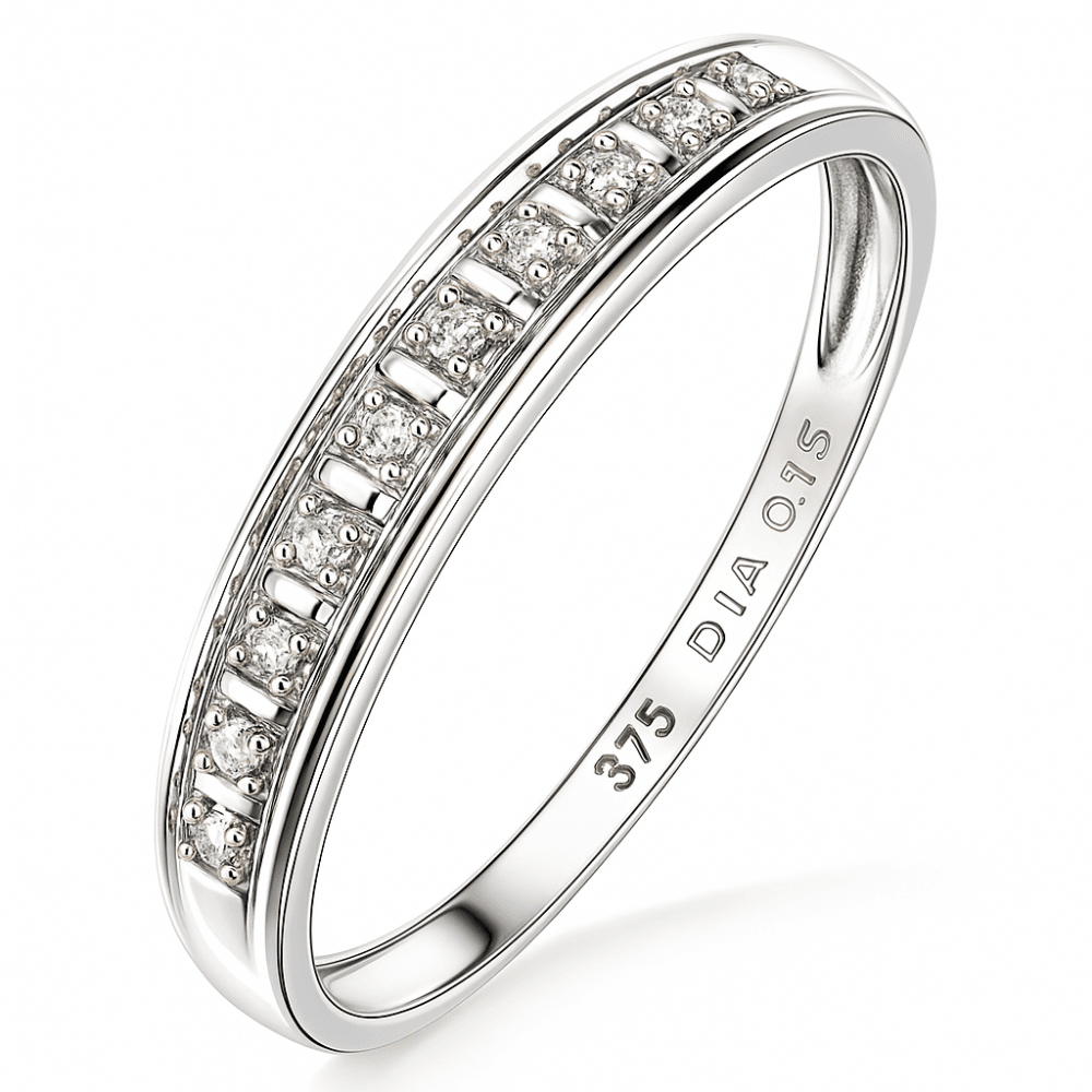 9ct White Gold Natural Diamond Channel Set Eternity Band Ring
