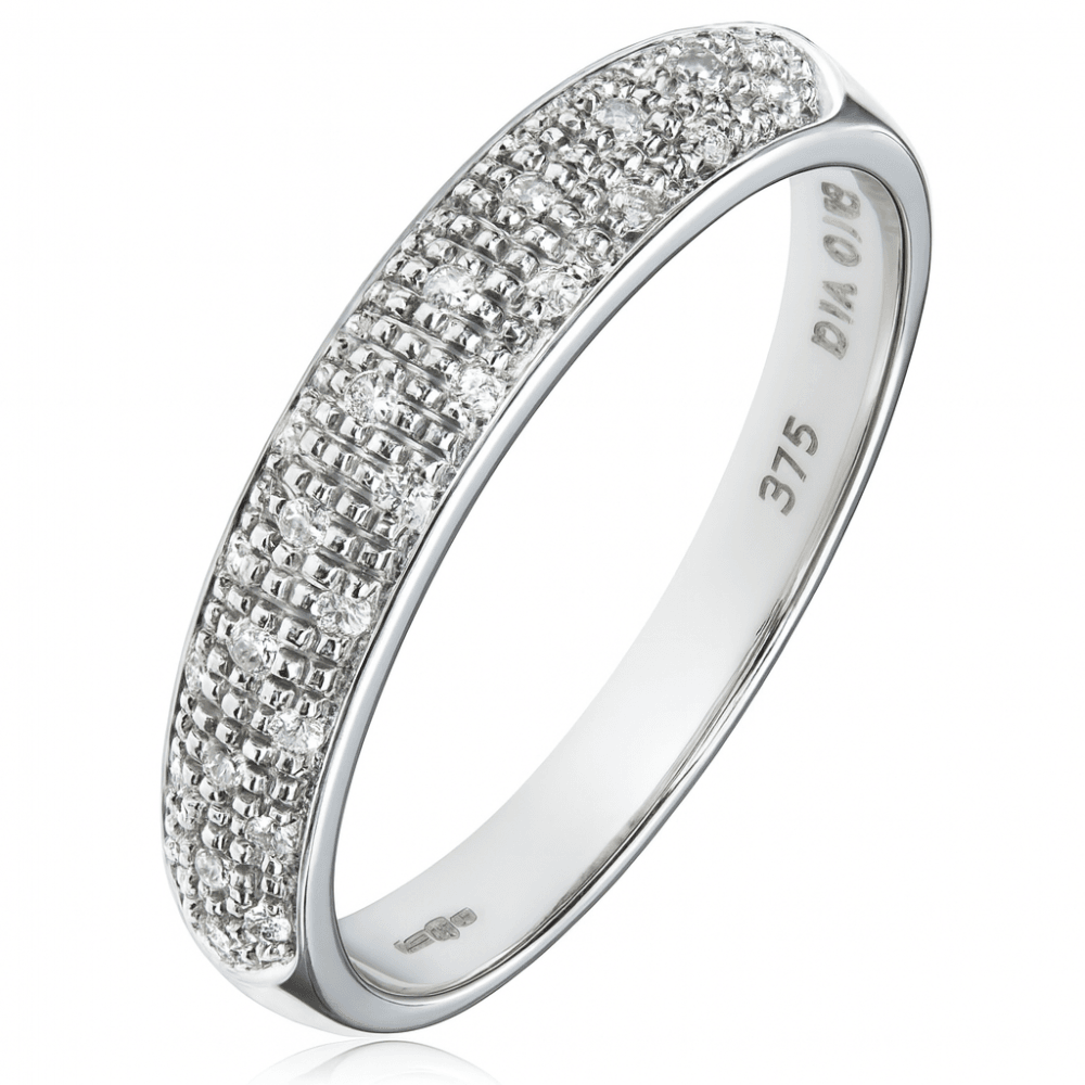 9ct White Gold 0.15 Carat Natural Diamond Cluster Eternity Ring