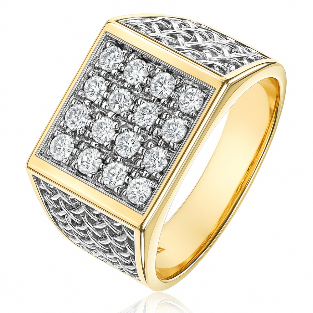 9ct Gold 0.50 Carat Natural Diamond Cluster Mens Ring