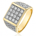 9ct Gold 0.50 Carat Natural Diamond Cluster Mens Ring