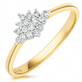 9ct Gold 0.10 Carat Natural Diamond Cluster Floral Ring